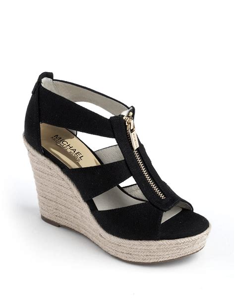 michael michael kors damita wedge sandal black logo|MICHAEL Michael Kors Damita Wedge Sandal Black Logo.